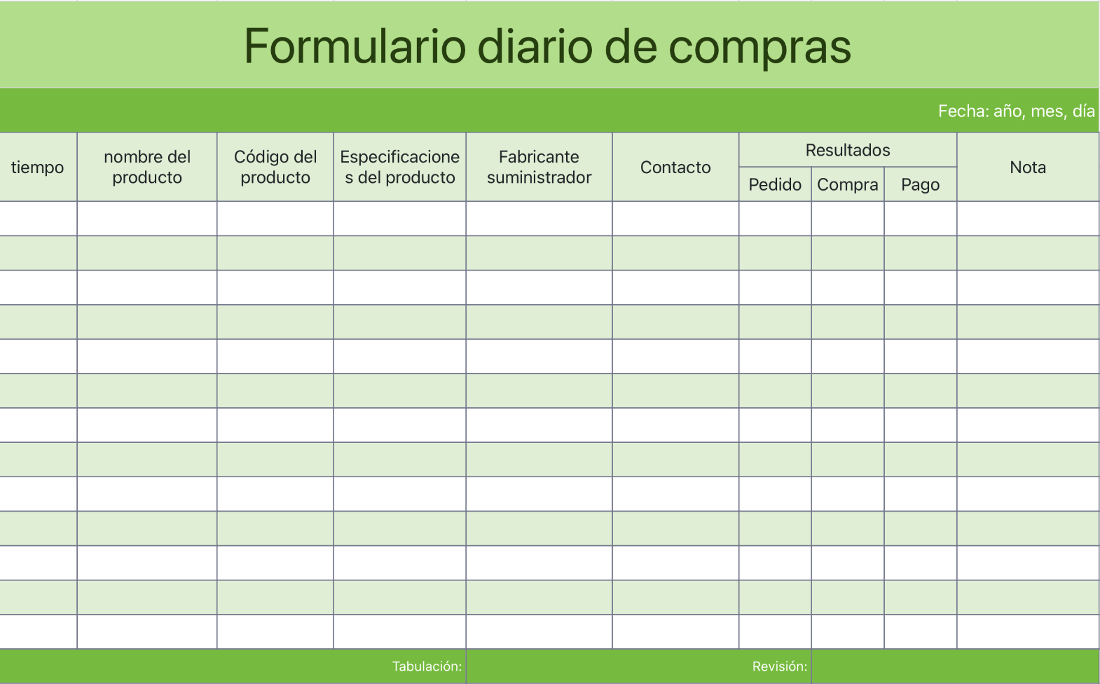 Formulario diario de Compras 1